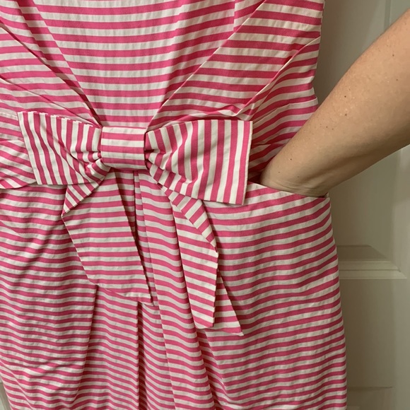 KATE SPADE Pink White Sleeveless Dress with Bow - Picture 3 of 16